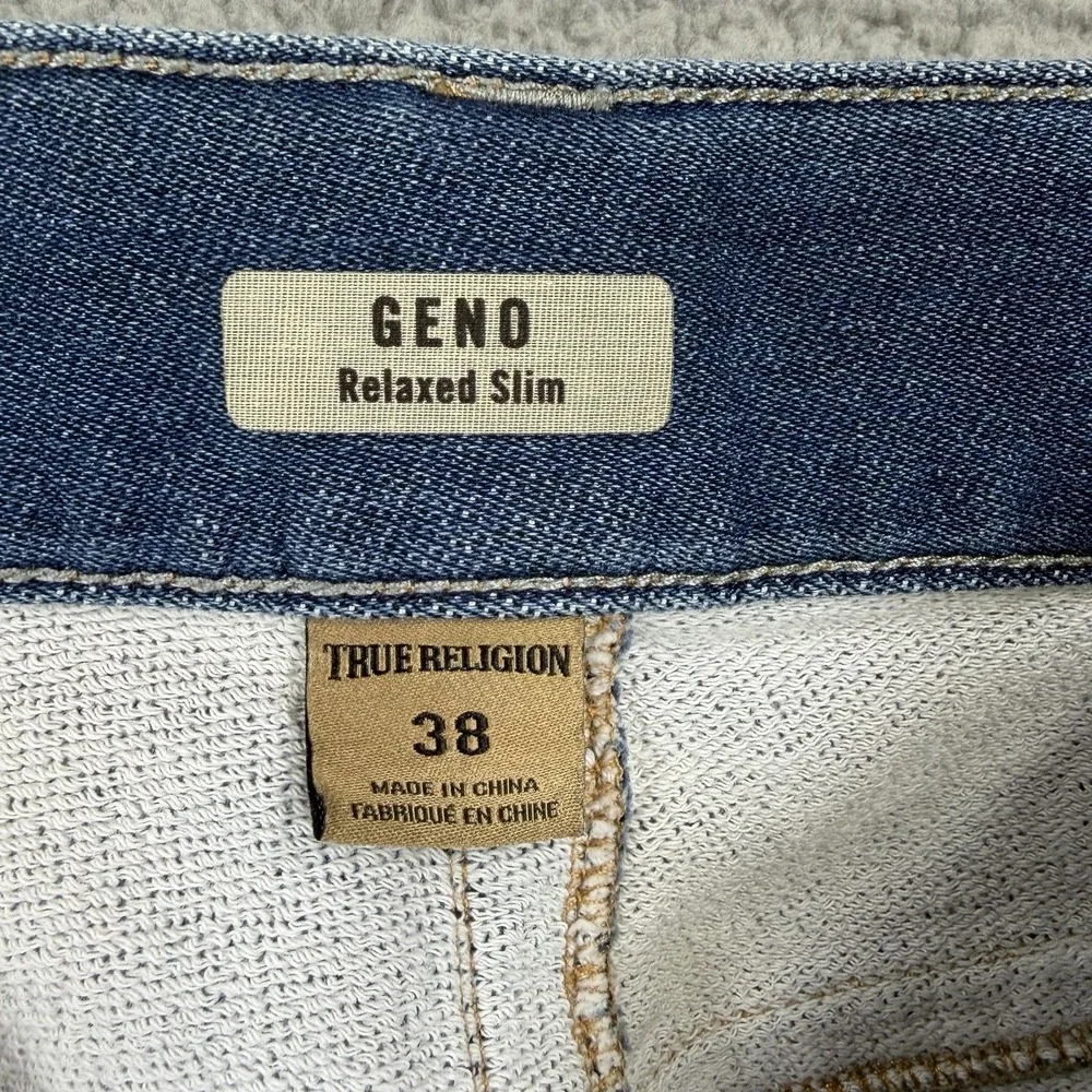 True Religion Jeans Mens 38x34 Geno Relaxed Slim Medium Wash